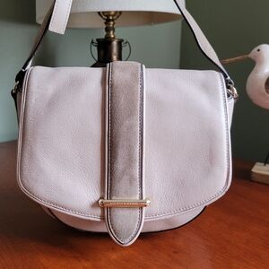 Kate Spade Hunts Place Marsi Taupe Leather Suede Saddle Bag Crossbody